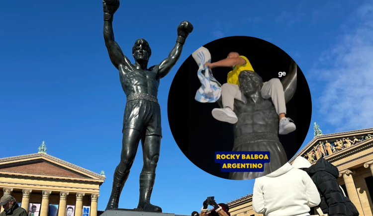 Imagen de Anulo mufa: Hinchas brasileños le pusieron la camiseta de Argentina a la estatua de Rocky