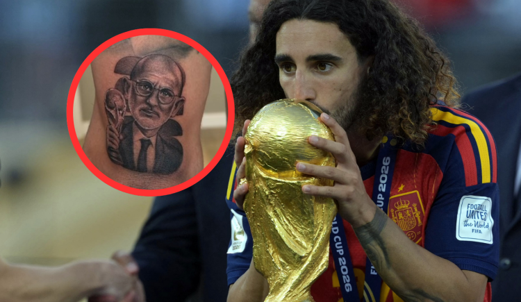 Imagen de Promesa cumplida: Cucurella se tatuó la cara de De La Fuente tras ganar el Mundial