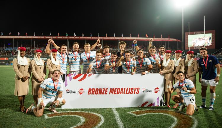 Imagen de Los Pumas 7's, de bronce en el Seven de Dubai