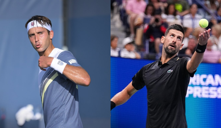 Imagen de Tomás Etcheverry y Novak Djokovic, los ganadores del primer día del US Open