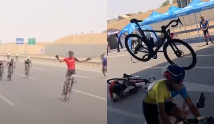Imagen de Festejó antes de cruzar la meta, sufrió un accidente y perdió la carrera