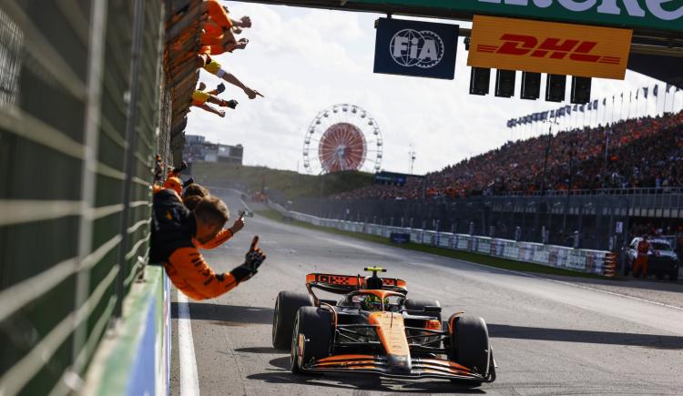 Imagen de Lando Norris le faltó el respeto al campeón, que no pudo festejar en su tierra